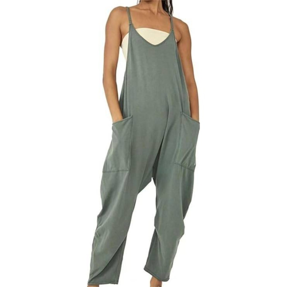 FP Movement Hot Shot Jumpsuit Women Large Green Slouchy Drop Crotch Overalls